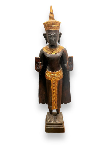 Thai Wood Statue w/Gold Crown - DeFrenS