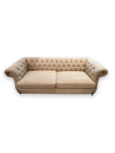 Beige Linen Woven Couch - DeFrenS