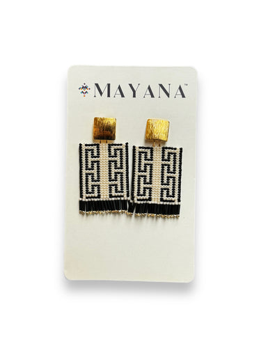 Mayana Jewelry, Square Gold/Black/White Earrings - DeFrenS