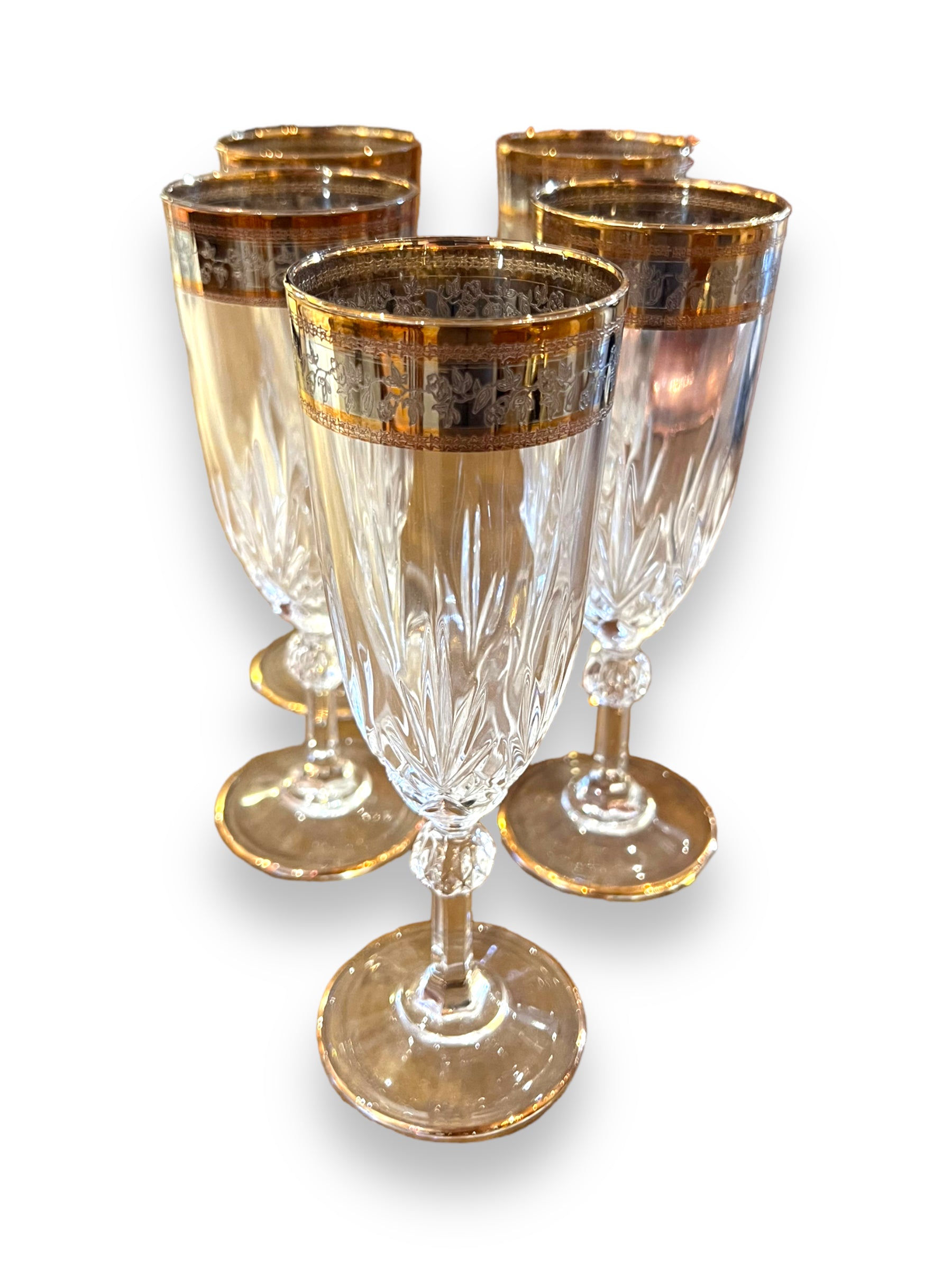 Platinum with Gold Champagne Glasses, set of 4 DeFrenS