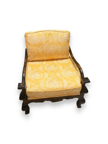 Wood Chair with Yellow Toile Cushions - DeFrenS