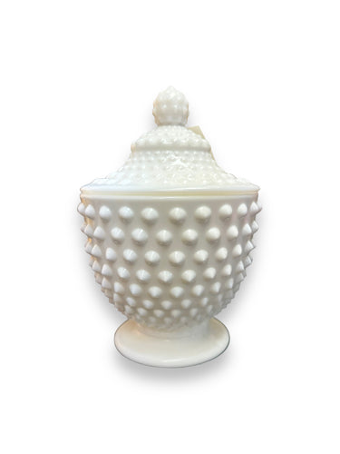 White Hobnail Design Jar - DeFrenS
