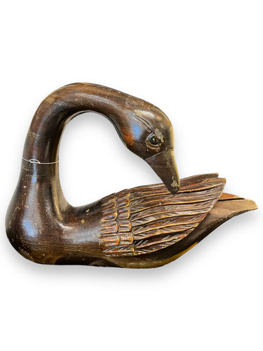 Short Carved Wood Swan - DeFrenS