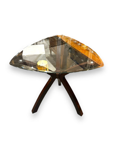Glass with Wood base Hight Top Table - DeFrenS