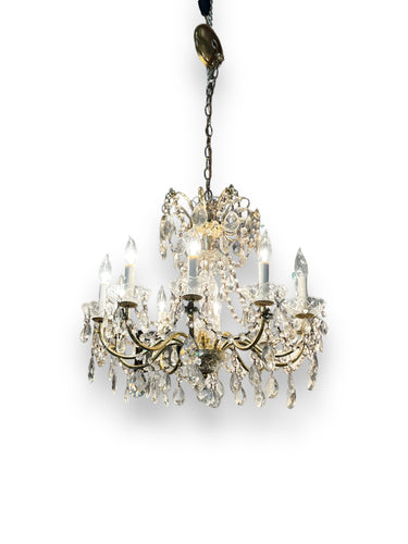 8 Arm Crystal with Brass Accents Chandelier - DeFrenS