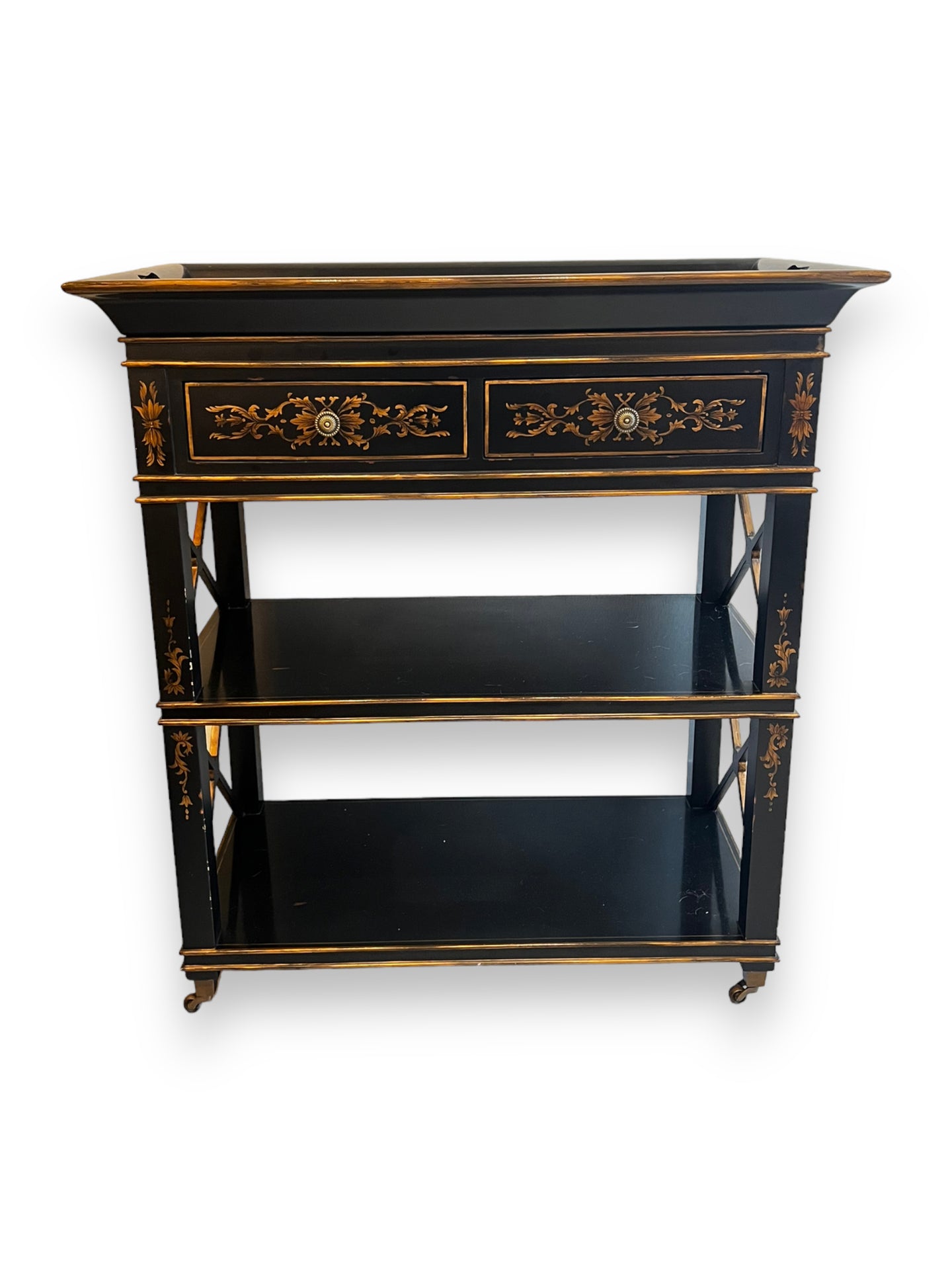 Black and Gold Wood Serving Table - DeFrenS