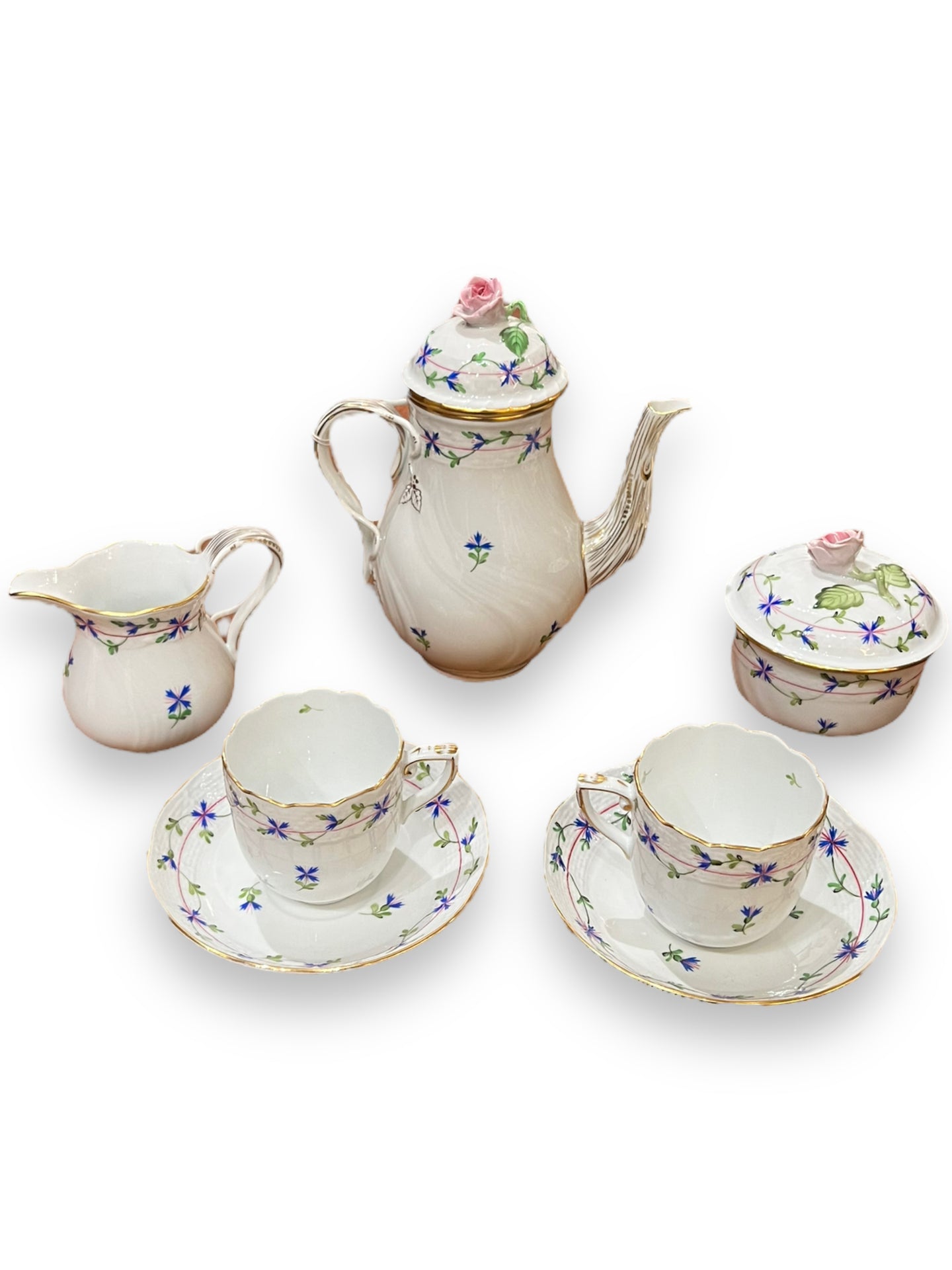 9 Piece Herend Hungary Hand Painted Tea Set - DeFrenS