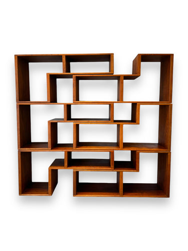 6 Piece Geometric Oak Bookcase - DeFrenS