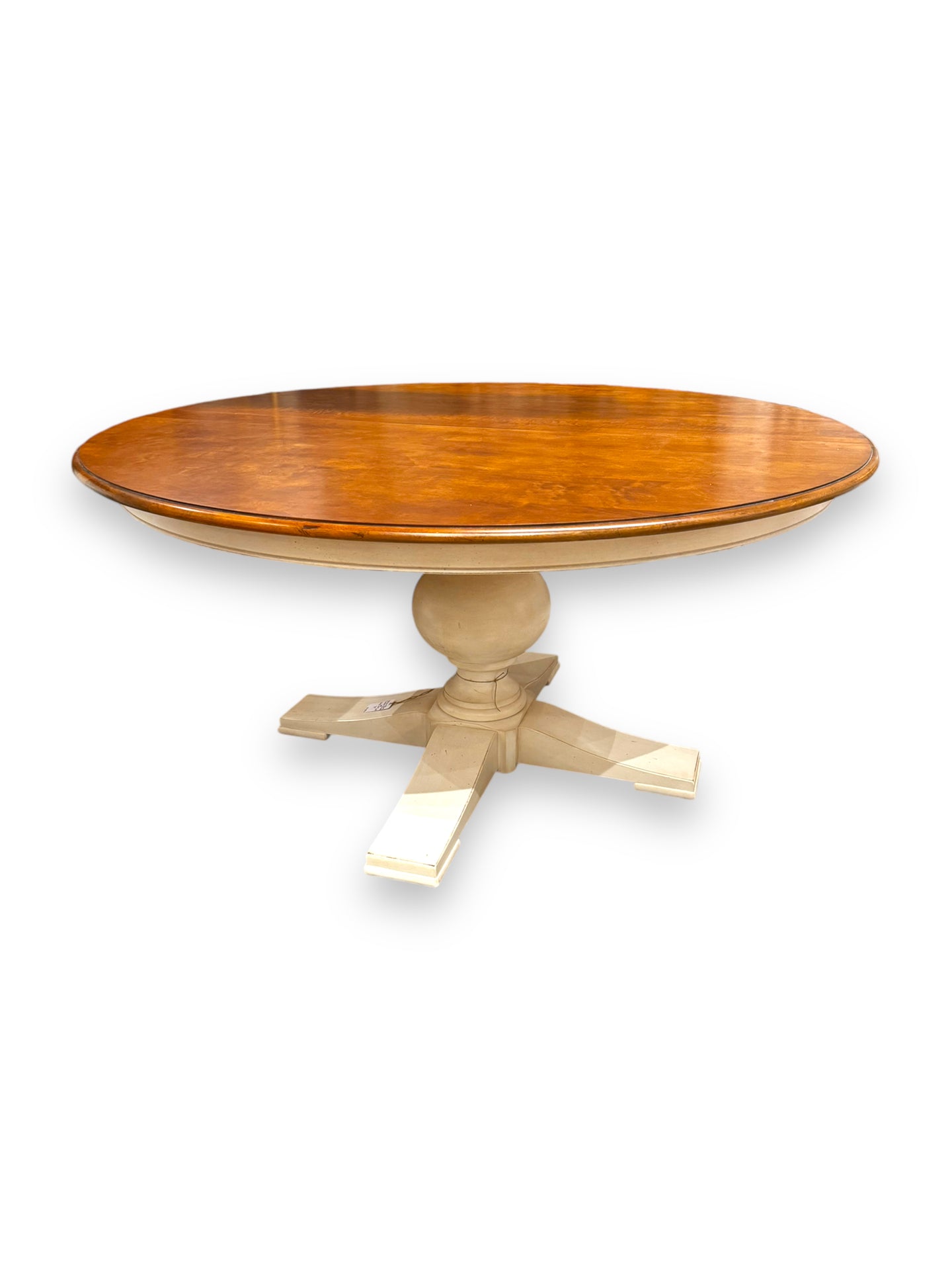 Ethan Allen Round Dining Table with Leaf - DeFrenS