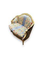 Load image into Gallery viewer, Settee with Floral Blue Upholstery - DeFrenS
