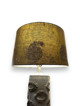 Load image into Gallery viewer, Tall Grey Table Lamp with Embroidered Shade - DeFrenS
