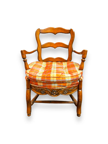 Wood Chair with Plaid Cushion - DeFrenS