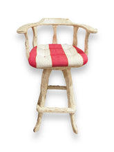 Cargar imagen en el visor de la galería, White Wood Bar Seat with Red &amp; White Cushion - DeFrenS
