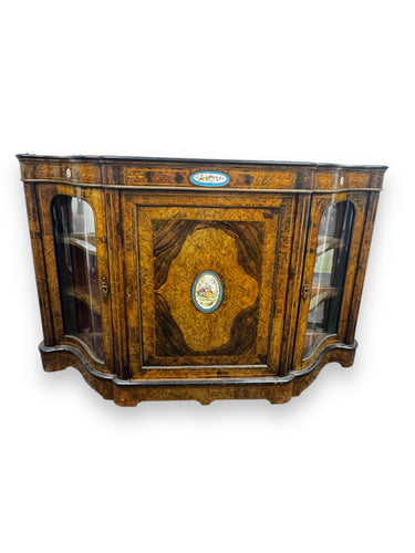  Antique Victorian Burr Credenza- DeFrenS