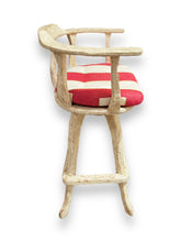 Cargar imagen en el visor de la galería, White Wood Bar Seat with Red &amp; White Cushion - DeFrenS
