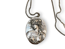 Load image into Gallery viewer, Vintage Henry k Winograd HW 999 Fine Silver Repousse Large Cameo Pendant Necklace - DeFrenS
