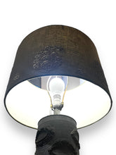 Lade das Bild in den Galerie-Viewer, Tall Grey Table Lamp with Embroidered Shade - DeFrenS
