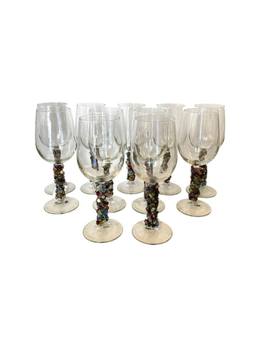 Beaded Stem White Wine/Water Glasses, Set of 11 - DeFrenS