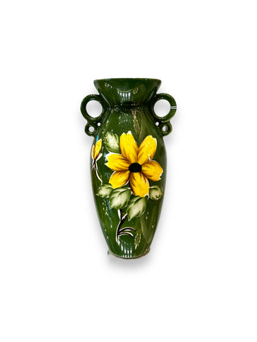 Olive Green Vase with Yellow Flower - DeFrenS