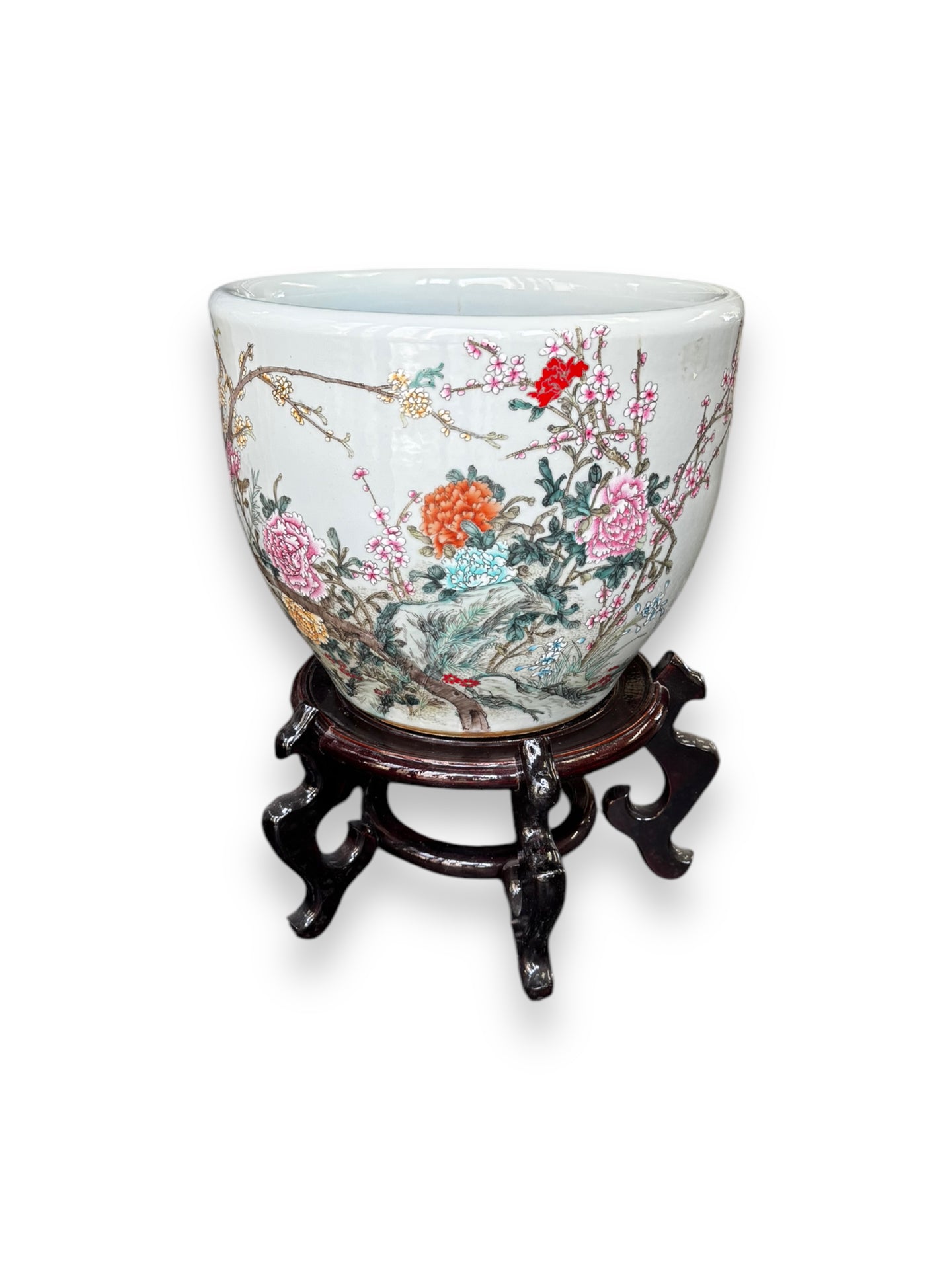 Asian Floral Pot w/ Stand - DeFrenS