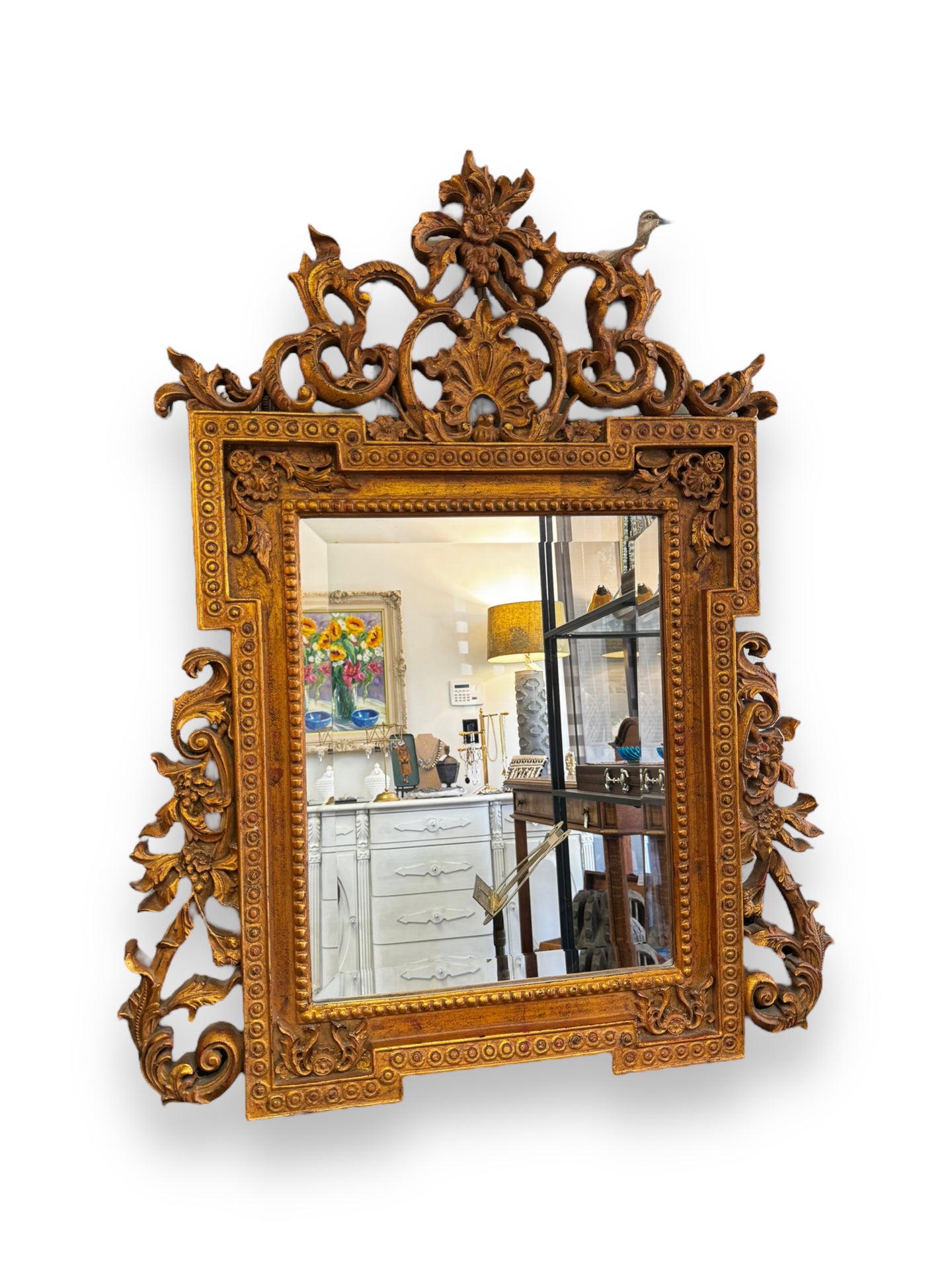 Small Gold Ornate Wall Mirror - DeFrenS