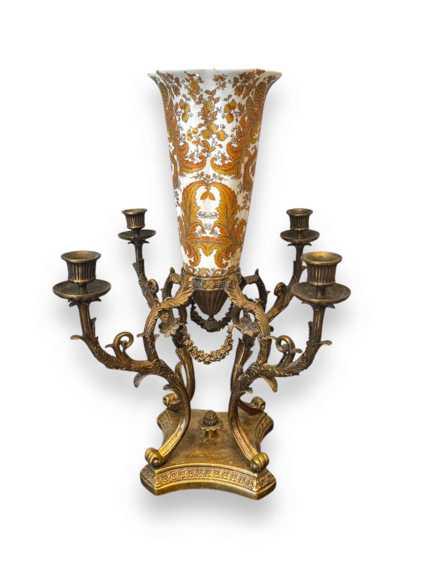 Gold & Cream Candelabra Vase - DeFrenS