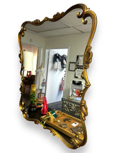 Load image into Gallery viewer, Large Gold Scroll Wood Frame Wall Mirror
