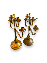 Load image into Gallery viewer, 1960s Italian Tole Candelabras Candle Holders Signed F. Ricci - Set of 2 - DeFrenS
