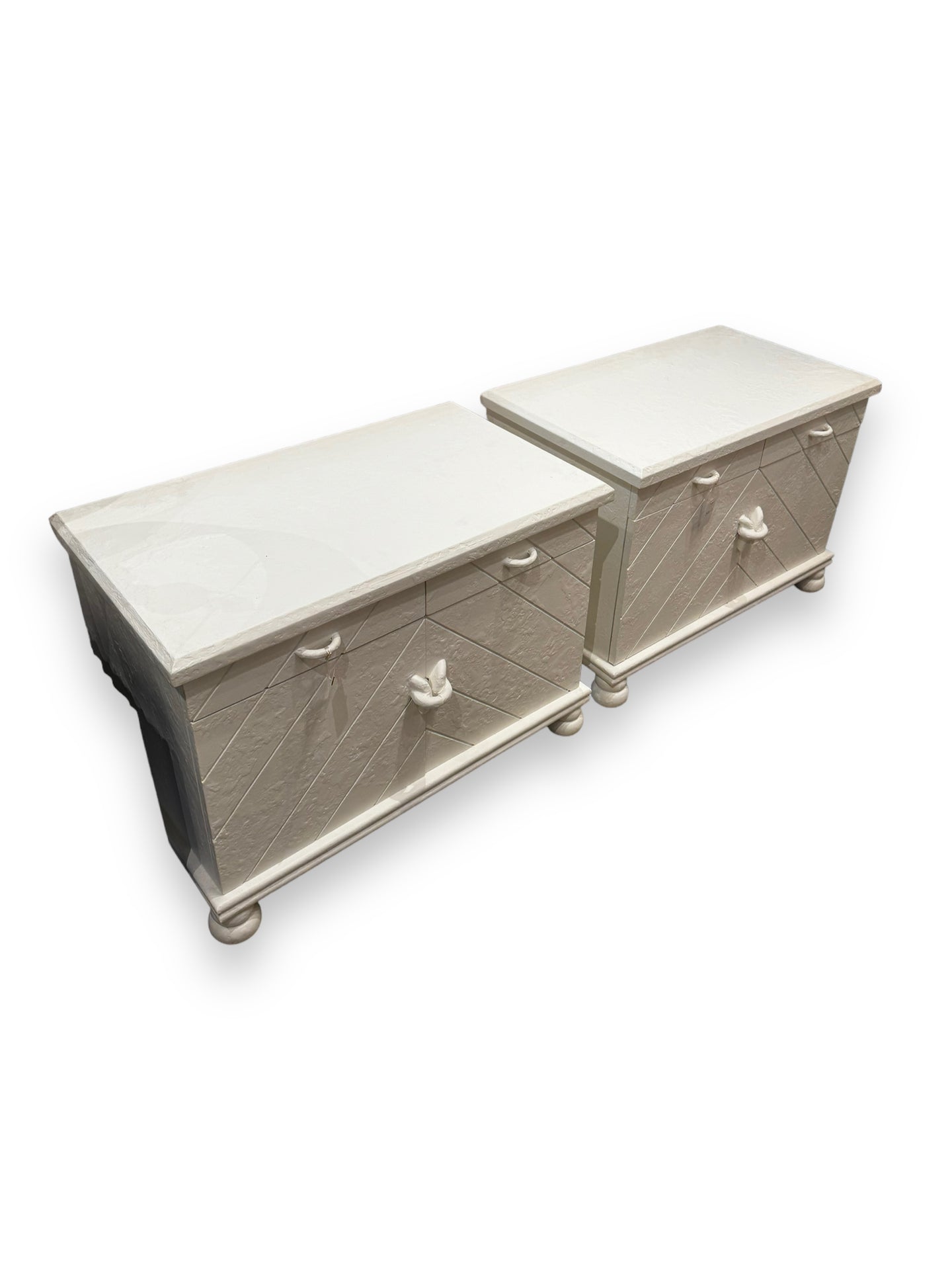 Set of 2 Postmodern Style Sculpture Nightstands - DeFrenS