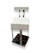 Load image into Gallery viewer, Chrome Vegan Leather Bar Stool White - DeFrenS
