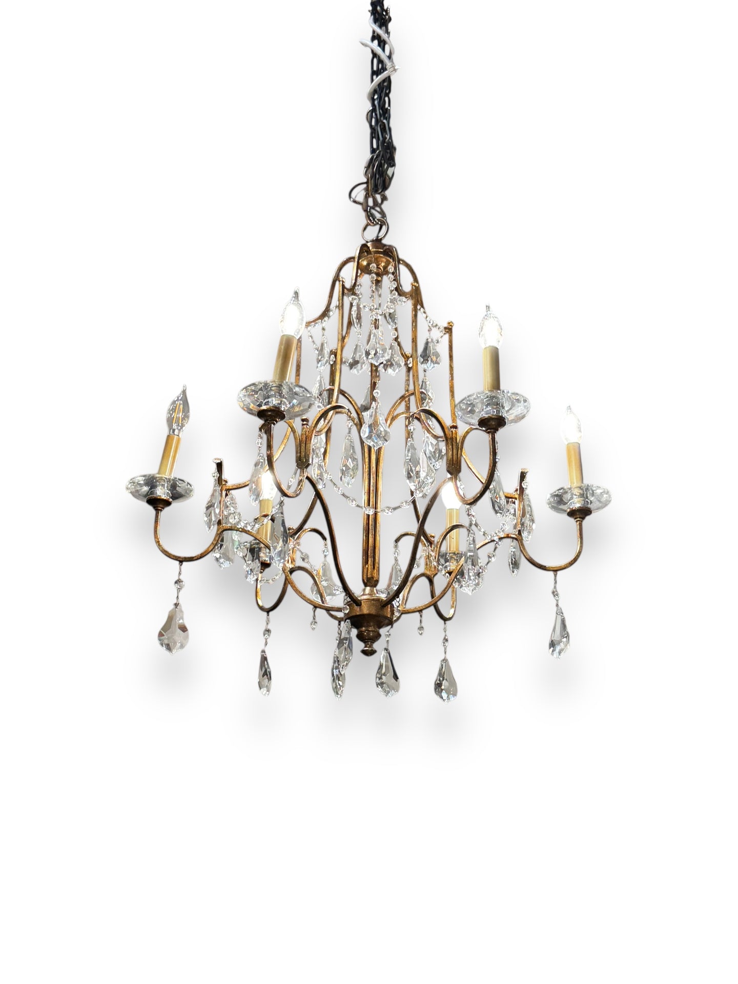 Brass Chandelier w/ Crystal - DeFrenS