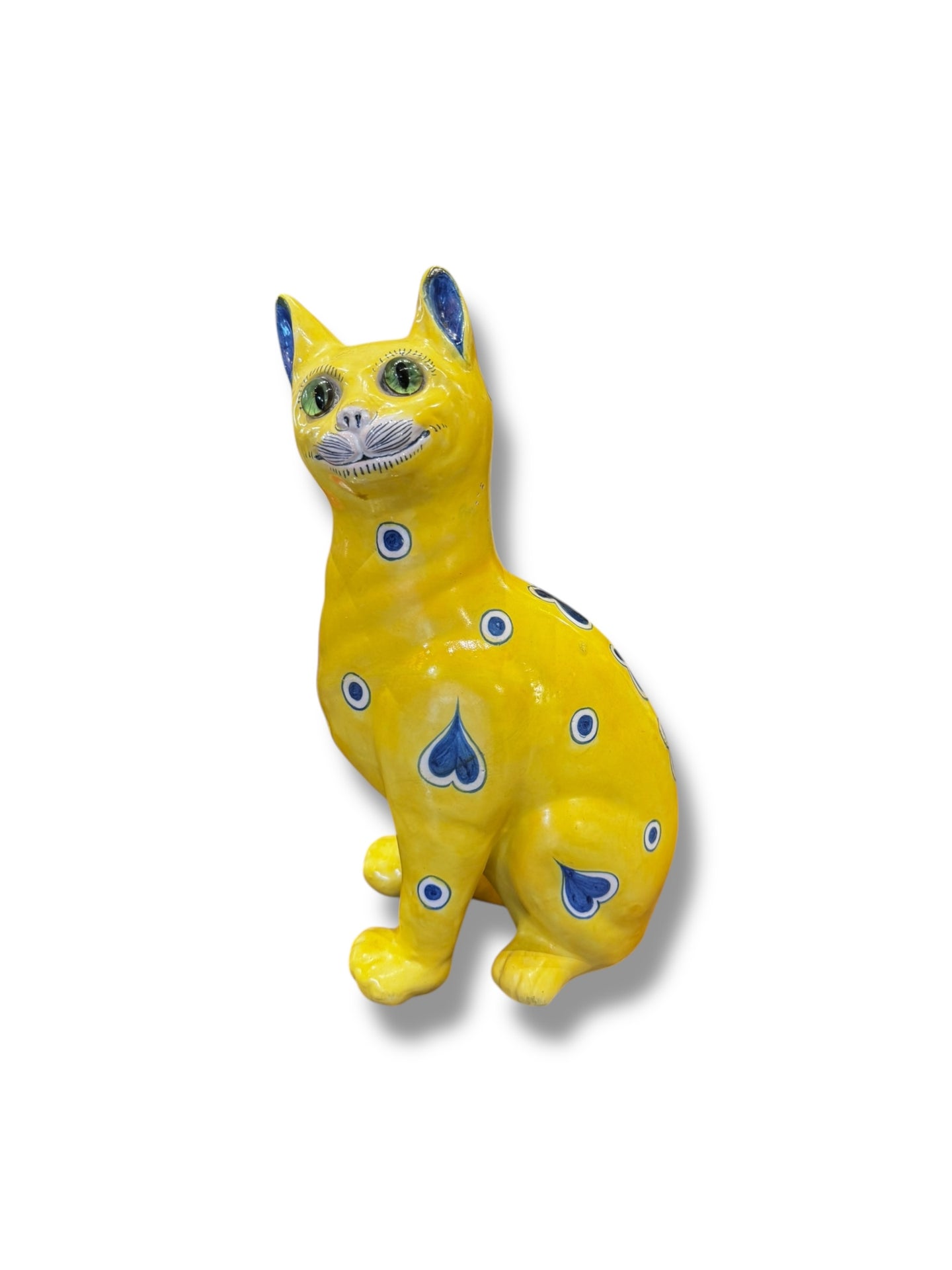 Yellow Emile Gallé Cat Statue