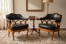 Cargar imagen en el visor de la galería, Set of 2-Black Leather Club Chairs
