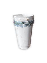 Load image into Gallery viewer, Vintage Pine Ceramic White Vase with green and Red Floral Ornaments - DeFrenS
