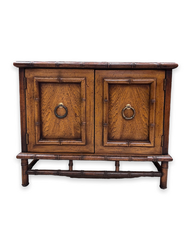 Vintage British Colonial Style Wood Side Table/Cabinet - DeFrenS